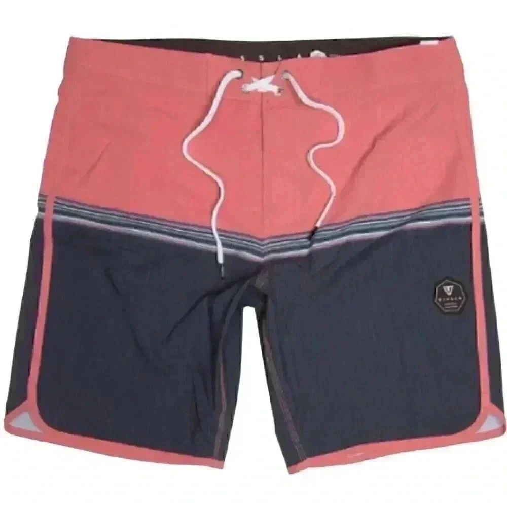 Vissla Dredges Men's Navy & Salmon Poly/Cotton/Spandex Board Shorts NEW
